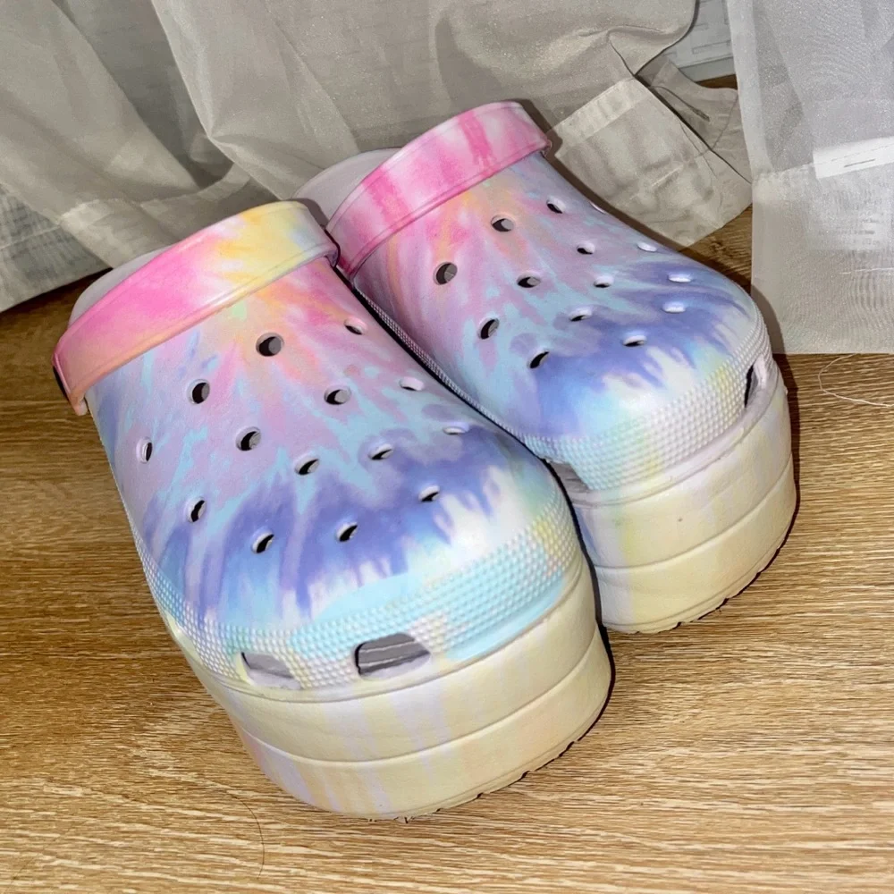 Platform Pastel Rainbow Tie-Dye Clog